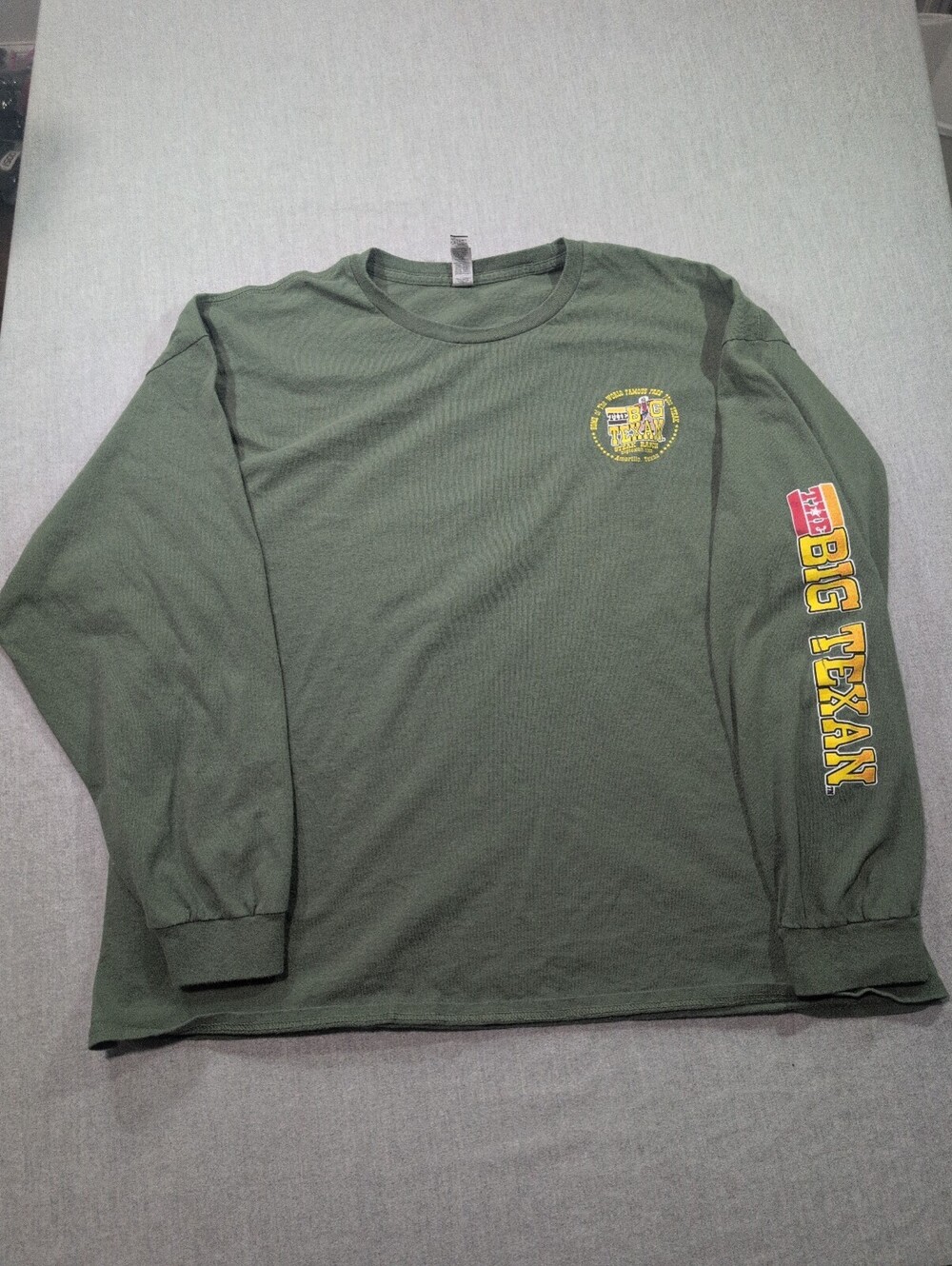 Gildan The Big Texan Steak Ranch Olive Long Sleeve T Shirt Size 3XL